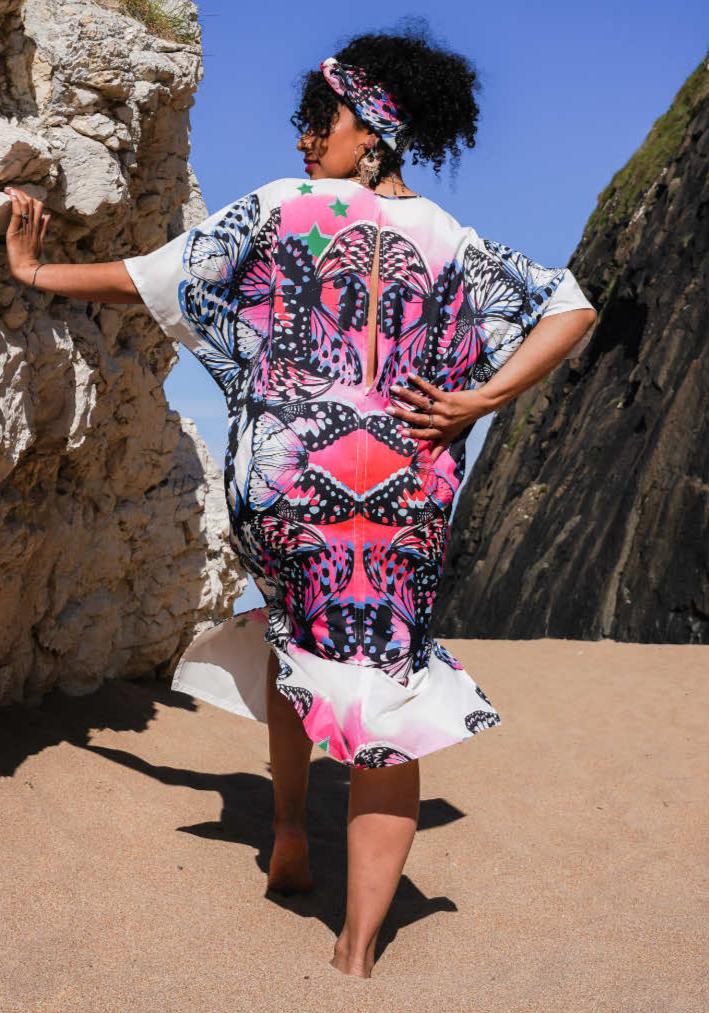 House of Hofu pink printed beachwear Choucho Kafran