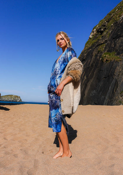 House of Hofu blue printed beachwear Sakana Kaftan